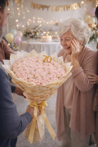Bukiet Mydlany 70 pudrowych róż– elegancki prezent, który zachwyca i pozostaje na długo