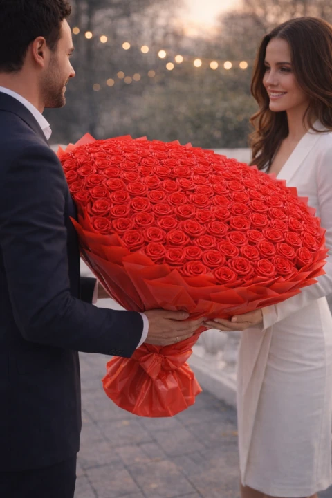 Bukiet Mydlany „Płomienne wyznanie 130 Róż” – spektakularny symbol głębokiego uczucia