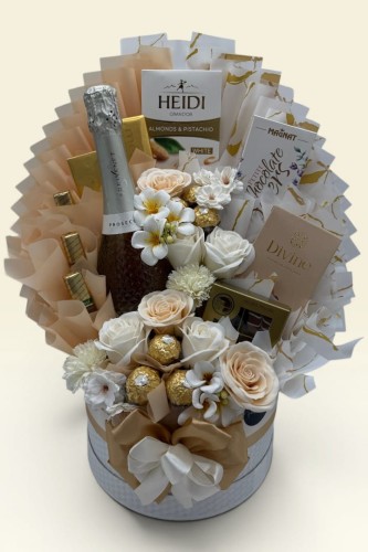 Beige Gold Prestige – Luksusowy Box z Prosecco i Słodyczami Premium